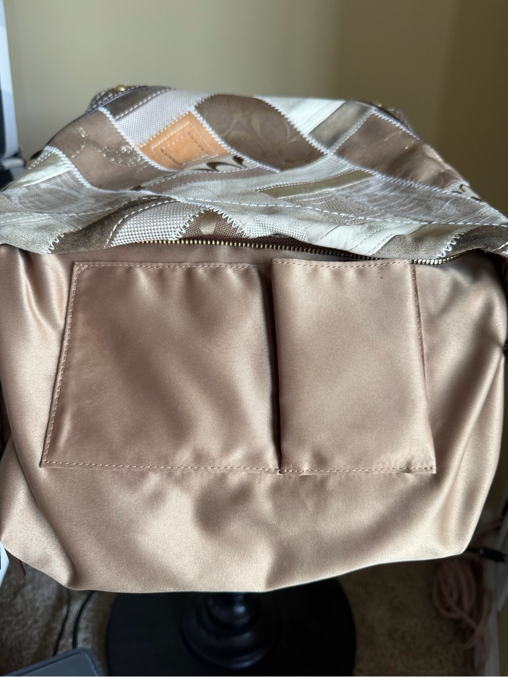 Coach Carly Patchwork Leather-Trim Shoulder Bag in Brown and Tan - Picture 7 of 12